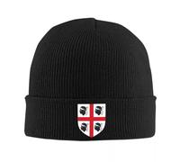 Bonnet Tricoté Unisexe avec Imprimé Drapeau du Royaume de Sardaigne Automne Hiver Bonnets Amples Hip Hop Chaud Quotidien Crâne Chapeaux, Couleur Unie Sertissage Skullies Casquettes Noir Taille Unique