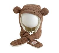 Bonnet Tricoté Unisexe Oreilles D'ours Avec Écharpe Combo Ours Pour Bébé Avec Écharpe Intégrée Confortable Pour Les Tout-petits Âgés De 1 À 3 Ans Unisexe Bébé