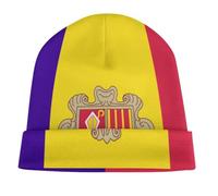 Bonnet Tricoté Unisexe,Polyester Léger et Chaud,Extensible avecAndorre Motif Drapeau Partiel pour Usage Quotidien,Jaune