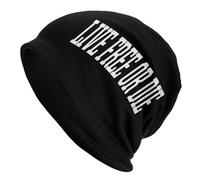 Bonnet Tricoté Vivre Libre Ou Mourir Bonnet d'hiver Respirant Knit Beanie Stretchy Beanie Hat pour Jogging Cyclisme Camping