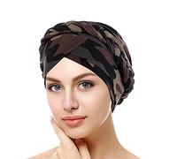 Bonnet turban élégant pour femme - Bandeau élastique - Hijab - Chemo - Chapeau islamique - Accessoire de chimiothérapie - Pour perte de cheveux - Cancer, marron, taille unique