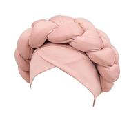 Bonnet turban tressé d'hiver bohème pour femme - Turban africain pour femme - Chapeaux tressés et soyeux - Porte-clés (rose, taille unique)