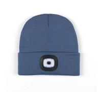 Bonnet unisexe à LED avec lumière, rechargeable par USB, mains libres, bonnet tricoté avec lampe frontale à DEL (ombre de flamme, bleu, taille unique)