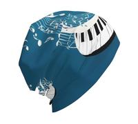 Bonnet unisexe avec imprimé touches de piano vertes et blanches pour femme, bonnet élégant, bonnet d'hiver, doux et confortable, bonnet de chimio, bonnet de sommeil confortable pour la perte de