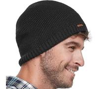 Bonnet unisexe en laine extensible doux avec doublure épaisse et chaude, chapeau d'hiver classique, bonnet de ski en tricot de couleur unie, cadeau pour femme/homme/elle/lui/papa