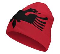 Bonnet Unisexe en Polyester avec Albanie Motif Drapeau l,Léger,Chaud et Extensible,Bonnet d’Hiver pour Femme et Homm,Rouge