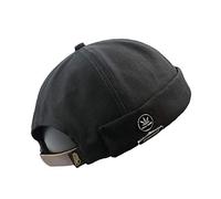 Bonnet unisexe en velours côtelé sans bord - Noir - 55 cm- 60 cm