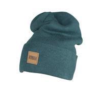 Urban Classics Bonnet long avec patch en cuir, unisexe, pétrole, 100% polyacrylique