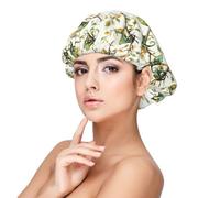 Bonnet vert caméléon en satin de soie pour femme endormie, bonnet de nuit réglable double couche en satin pour cheveux bouclés