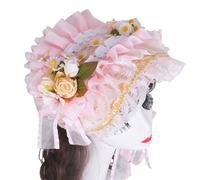 Bonnet victorien fait à la main avec bordure à volants et chapeau de soleil en paille à fleurs pour amateurs de théière vintage, accessoire de costume thématique