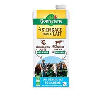 Bonneterre - Lait Stérilisé Uht Demi-Écrémé 1L - Vendu par unité