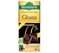 BONNETERRE - Tablette chocolat noir 77% du Ghana 80g - Vente à l'unité - meilleure offre
