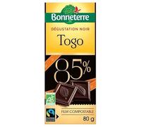 BONNETERRE - Tablette chocolat noir 85% du Togo 80g - Vente à l'unité - meilleure offre