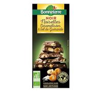Bonneterre - Tablette chocolat noir noisettes caramélisées et sel 100g - unité