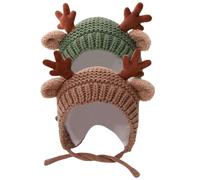 Bonnets bébé Hiver, Chapeau d'hiver pour bébé 2 pièces Bois de Renne Mignon Chapeau Chaud pour Tout-Petit Unisexe Chapeau tricoté au Crochet Doux pour Les Tout-Petits Filles garçons Cadeau de Noël