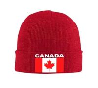 Bonnets Chapeaux Drapeau Canada Chapeau d'hiver unisexe Bonnets souples pour adulte Bonnet drapeau Automne et hiver Casquettes épaississantes Casquette chaude pour activités de plein air Rouge Tail