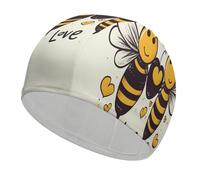 Bonnets de Bain Bee Love Honeys, très élastiques, imperméables et résistants à l'eau, Parfaits pour la Piscine, la Plage et la Natation en Longueur. Idéal pour Femmes et Hommes. Garde Les Cheveux a