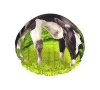 Bonnets de bain réutilisables pour femmes cheveux longs ballon vaches imprimé Double couche imperméable bain douche chapeau