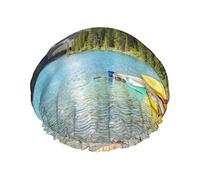 Bonnets de bain réutilisables pour femmes cheveux longs Banff National Park voyage imprimé Double couche imperméable bain douche chapeau