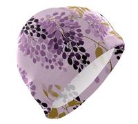 Bonnets de Bain Violets à Motif glycine Africaine pour Femmes, imperméables, pour Cheveux Courts, Protection des Cheveux et réduction de la résistance à l'eau.