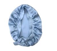 Bonnets de couchage en soie de mûrier Pure for femmes, couvre-chef de sommeil en soie, beauté, soins capillaires, Turban, couvre-chef(Light Blue)