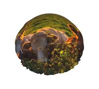 Bonnets de douche de bain réutilisables pour femmes cheveux longs animaux vaches imprimé Double couche imperméable chapeau de douche de bain