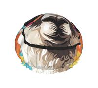 Bonnets de douche de luxe pour femmes, bonnet de douche imperméable extra large, bonnet de bain double réutilisable et élastique, chapeau de bain en alpaga portant des lunettes de soleil, pour toute