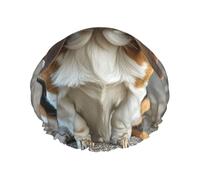 Bonnets de douche de luxe pour femmes, bonnet de douche imperméable extra large, bonnet de bain double réutilisable et élastique, chapeau de bain pour cheveux de basset hound, convient à toutes les