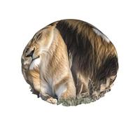 Bonnets de douche de luxe pour femmes, bonnets de douche imperméables extra larges, bonnets de bain doubles réutilisables et élastiques, bonnets de bain avec motifs de lionnes africaines pour toutes