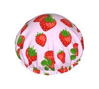 Bonnets de douche fraise rose pour femmes bonnet de cheveux doublure PEVA imperméable réutilisable pour douche Double Protection élastique
