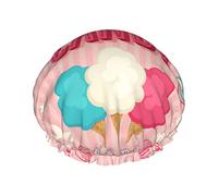 Bonnets de douche imprimés barbe à papa pour femmes, bonnets de bain élastiques réutilisables, double chapeau de douche étanche