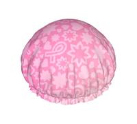 Bonnets de douche pour femmes, rubans roses, réutilisables, imperméables, doux, double couche de protection, pour la sensibilisation au cancer du sein