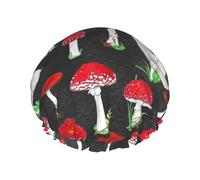 Bonnets de douche Red Mushrooms pour femmes, réutilisables, imperméables, souples, double couche de protection