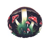 Bonnets de douche réutilisables à imprimé champignons magiques pour femmes, bonnet DoubleHair, bonnet pour cheveux adultes pour tous les cheveux