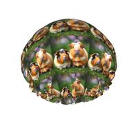 Bonnets de douche réutilisables à imprimé cochons d'Inde mignons pour femmes, bonnet DoubleHair, bonnet pour cheveux adultes pour tous les cheveux