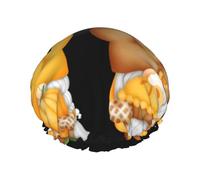 Bonnets de douche réutilisables et imperméables pour femme, motif gnome tarte à la citrouille, doux, double couche de protection