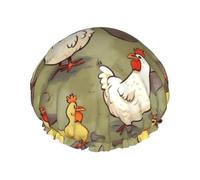 Bonnets de douche « Une couvée de poules » pour femmes, réutilisables et imperméables, grands bonnets de bain élastiques, bonnets de cheveux double bain conçus pour toutes les longueurs de cheveux a