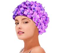 Bonnets de natation mignons - Taille libre en brocart | Bonnet de bain avec fleurs vintage | Bonnet de natation avec pétales floraux | Bonnets de natation Cons Fleurs tridimensionnels | Bonnets de