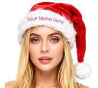 Bonnets de Noël avec broderie personnalisée pour adultes - Chapeaux de Père Noël sur mesure avec nom pour les vacances de et du Nouvel An - Casquettes décoration de fête, cadeau pour les soirées