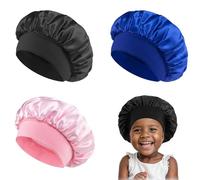 Bonnets de nuit en soie pour enfants de la marque Lokxmve, taille unique, multicolore, lot de 3 (noir + bleu + rose)