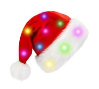 Bonnets de Père Noël - Bonnet de Noël en peluche douce | Chapeau lumineux