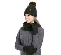 Bonnets Femme - Confortable Chic Et Élégante Echarpes+Bonnet+Gants Chaude Polaire Coton Vêtements Souple Hiver Ensemble Femme Mode Casual 3 Pièces Épaissi
