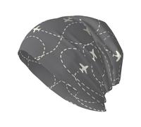 Bonnets pour homme et femme - Chapeau confortable en tricot avec itinéraires d'avion autour du monde, bonnet de chimio, bonnet de nuit noir