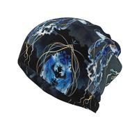 Bonnets Unisexes Imprimé Méduse Bleu Et Or Chapeaux Respirant Multifonctionnel Chapeau De Crâne, pour Sommeil, Enfants, Sport, 56-62cm