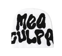 Bonnets Y2k Pour Femmes Culpa Bonnets Dupes Skull Cap Y2K Bonnets Skullies Bonnets Lettre Imprimer Accessoires Bonnets Y2K Cadeaux Noël Pour Femmes Et Hommes (Blanc/Noir,Taille unique)