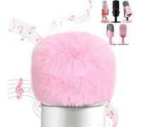Bonnette Micro Anti Vent,Mousse Micro en Fourrure Filtre Anti Pop Compatible avec Micro Razer Seiren Mini/V3 Mini/V2 X,Yeti X,Fifine AM8,HyperX SoloCast,Bonnette ASMR Rose