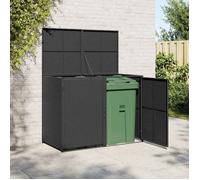 BONNIE® Abris pour poubelle double Résine tressée Noir 148x80x111 cm EU750209
