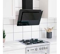 BONNIE® Hotte cuisine Hotte décorative moderne murale 60 cm Acier inoxydable et verre trempé Noir - Evacuation / Recyclage EU932161
