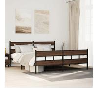 BONNIE®Lit en bois Lit double:180x200 cm, Cadre de lit en métal sans matelas chêne marron neuf29744