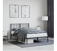 BONNIE®Lit en métal Lit Double:120x190 cm,Cadre de lit métal sans matelas avec tête de lit noir neuf41052